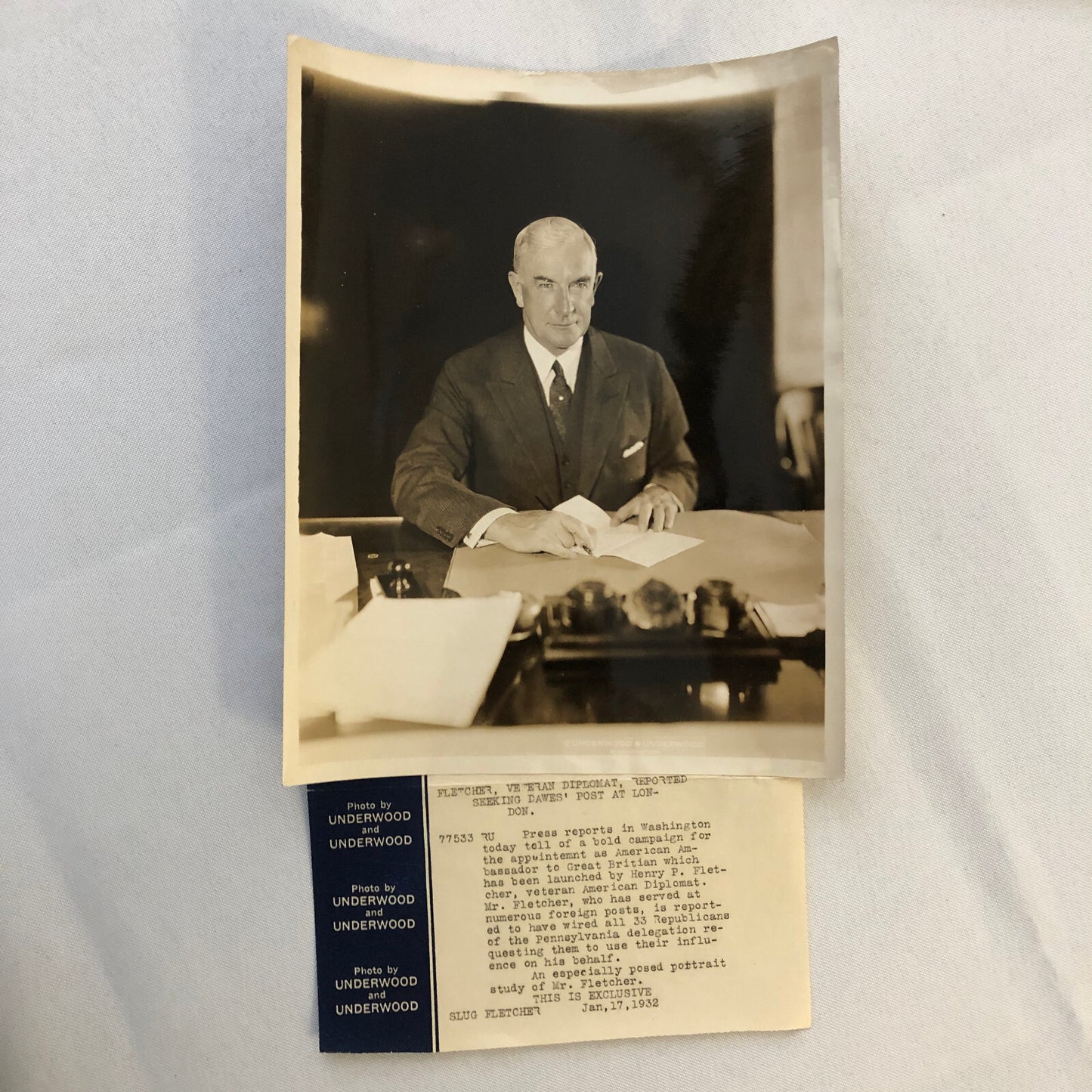 Press Photo Photograph Henry P Fletcher American Ambassador Great Britain 1932