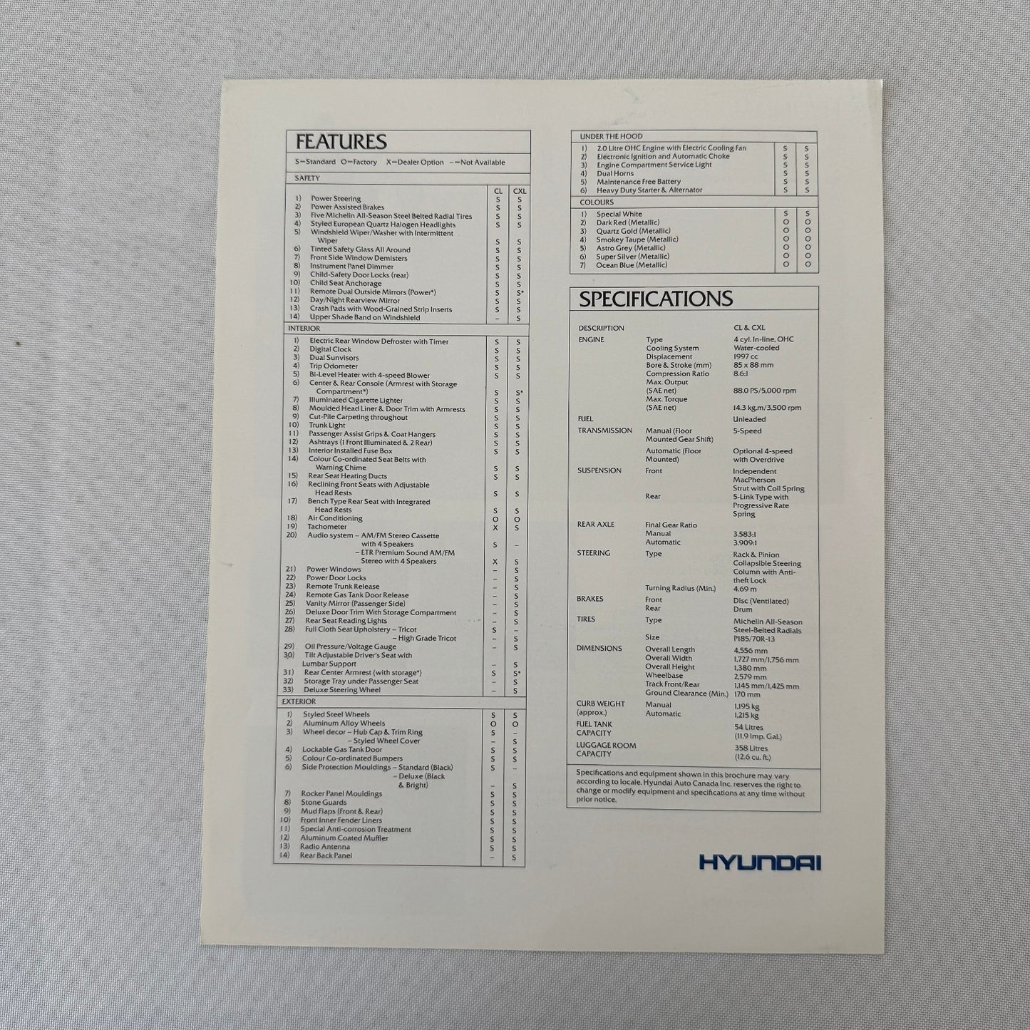 Vintage Stellar II Car Sales Sheet Brochure Canadian Market