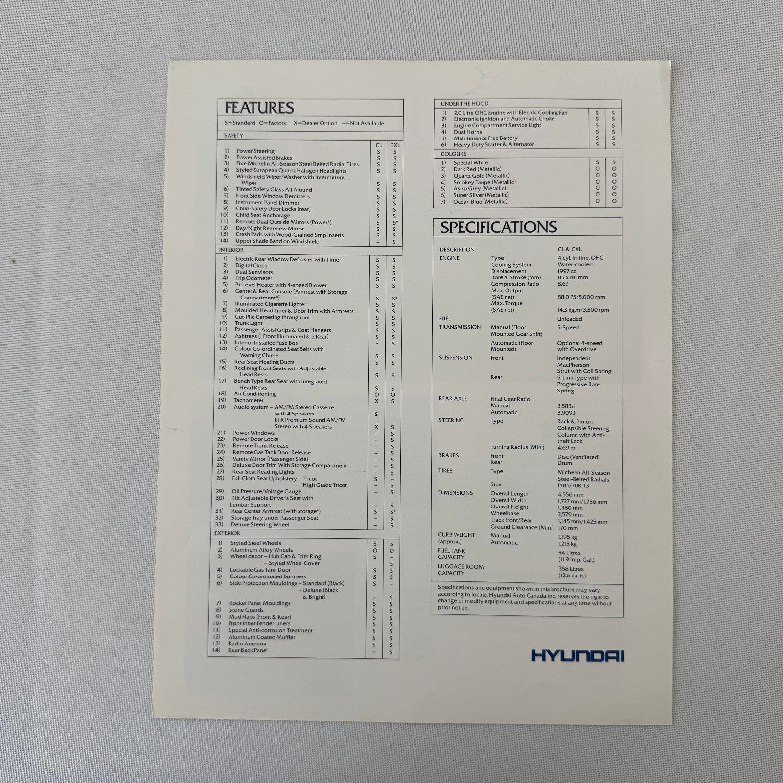 Vintage Stellar II Car Sales Sheet Brochure Canadian Market