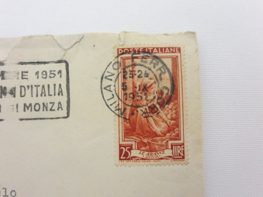 1951 22 Gran Premio D'Italia Autodromo Monza Racing Postage Stamp Envelope 