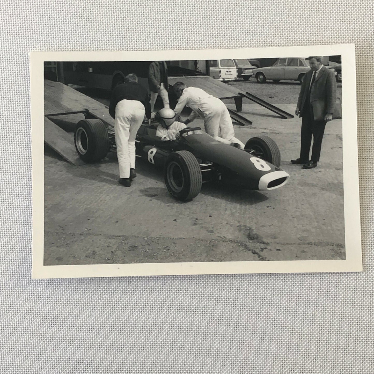 Vintage Racing Car Photo Photograph Lot of 2 - McLaren Car at Silverstone 1967