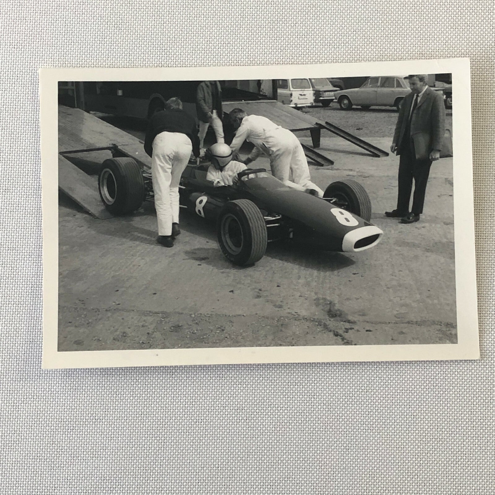 Vintage Racing Car Photo Photograph Lot of 2 - McLaren Car at Silverstone 1967