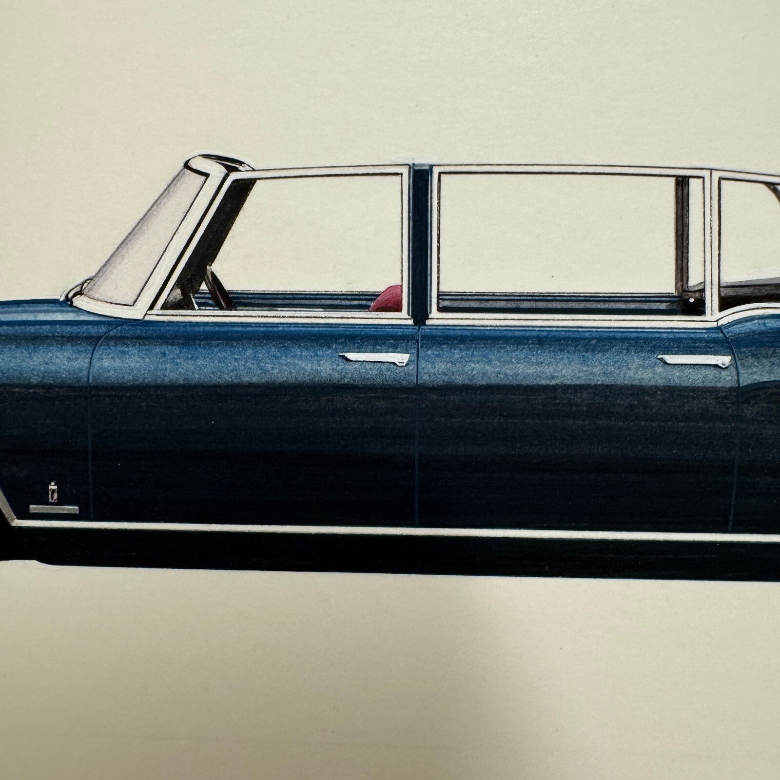 Pininfarina Peugeot 404 Convertible Concept Car Illustration Art Drawing Vintage