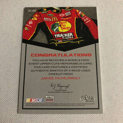 2010 Wheels Uppercuts Jamie McMurray Race Used Firesuit Relic Card /199 NASCAR
