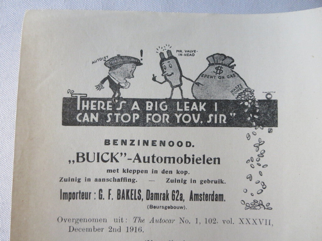 1919 Buick Sales Brochure Catalog Coupe Sedan Cabriolet - DUTCH TEXT European 