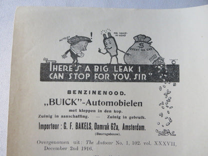 1919 Buick Sales Brochure Catalog Coupe Sedan Cabriolet - DUTCH TEXT European 