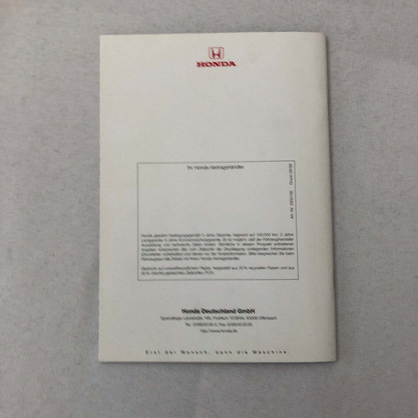 Honda Sales Brochure Catalog NSX S2000 Integra Type R Prelude Civic + GERMAN