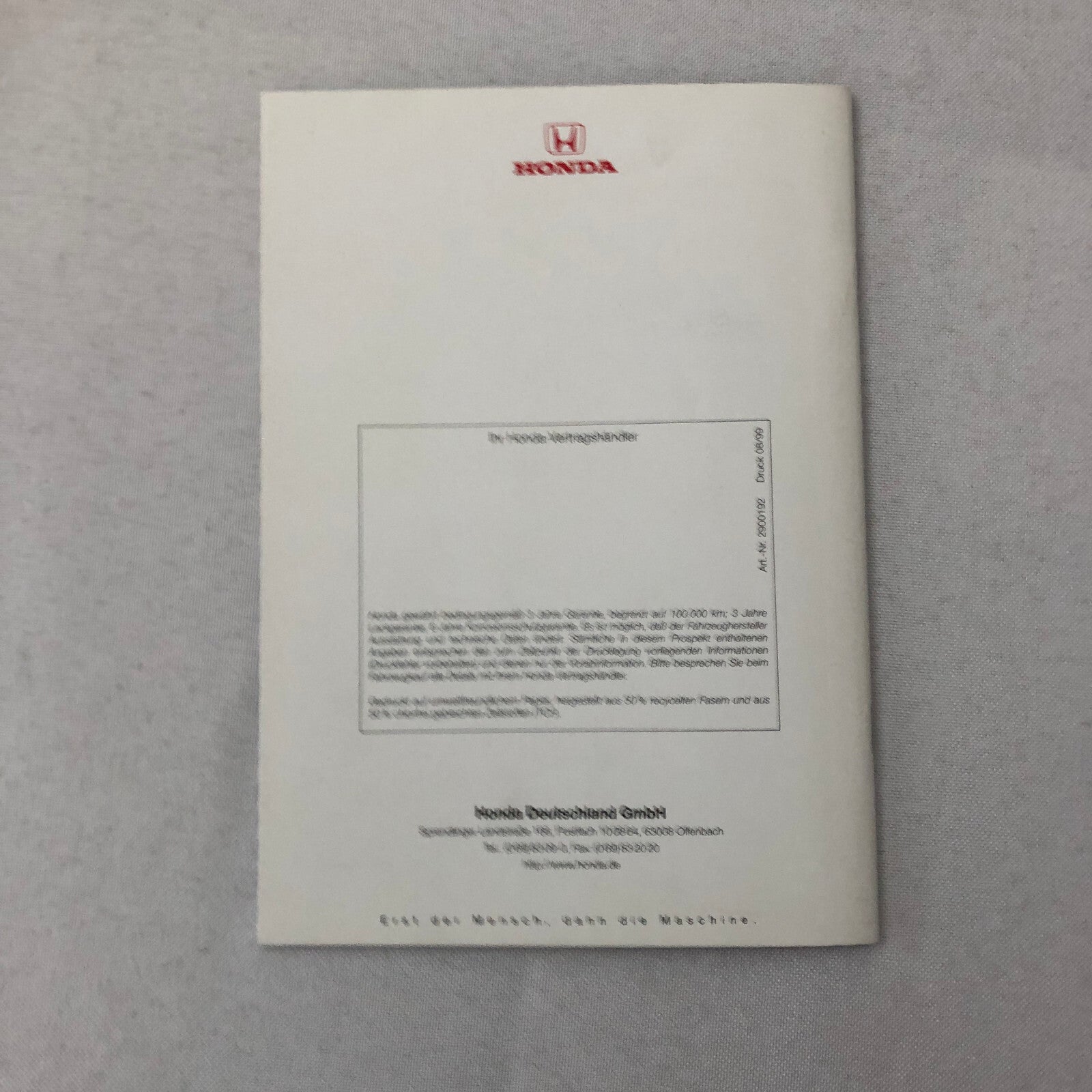 Honda Sales Brochure Catalog NSX S2000 Integra Type R Prelude Civic + GERMAN