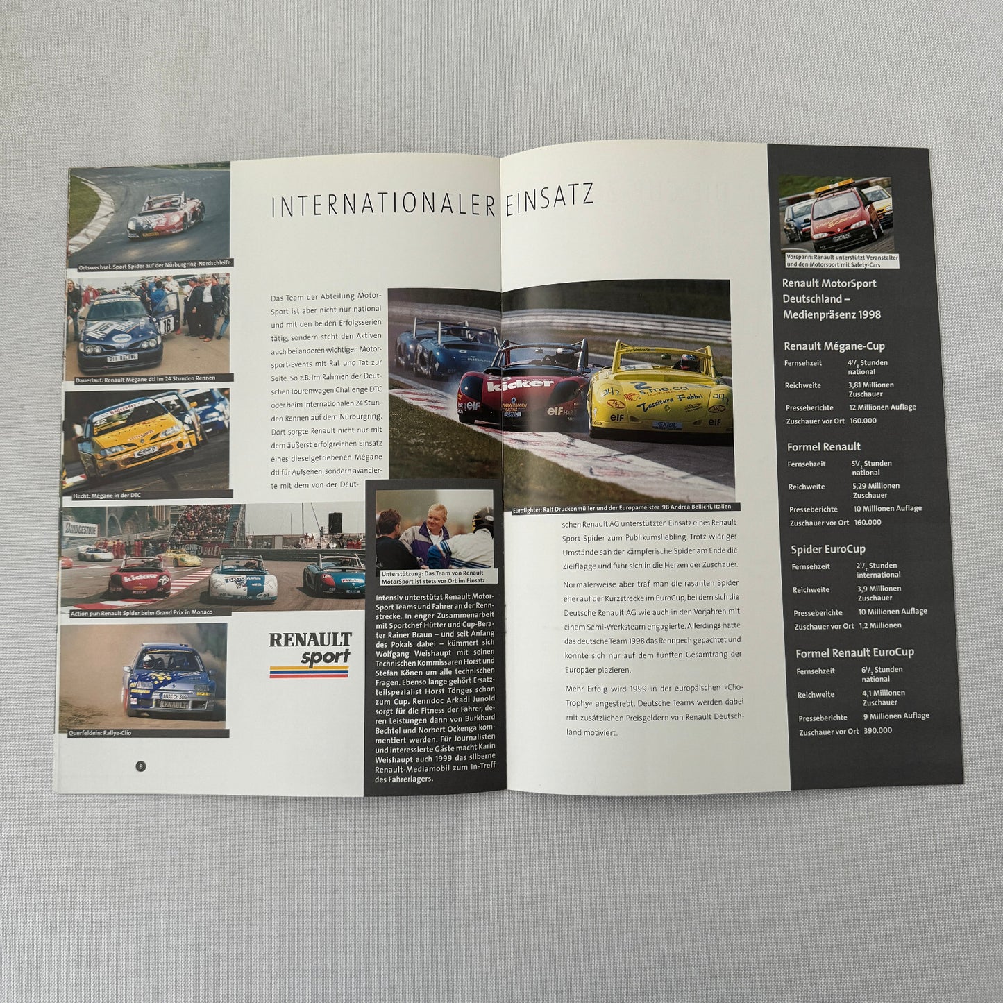Renault Sport Racing Brochure GERMAN Text Renault Megane Cup Formula +