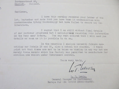 1945 REO Motors Inc Correspondence Letter Letterhead REO Truck Bus Model 19 20 