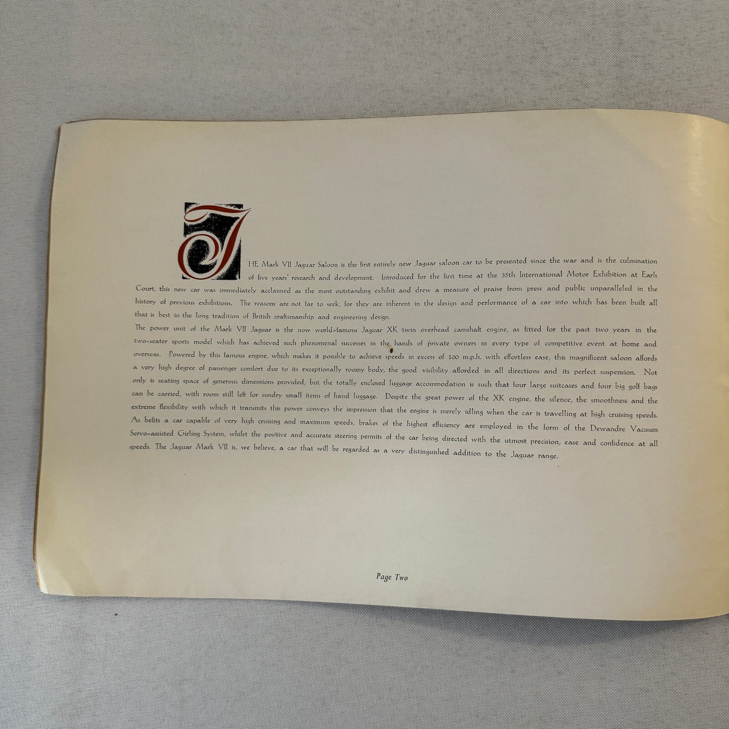 Jaguar Mark VII Saloon Car Sales Brochure Catalog XK120 XK 120 Engine