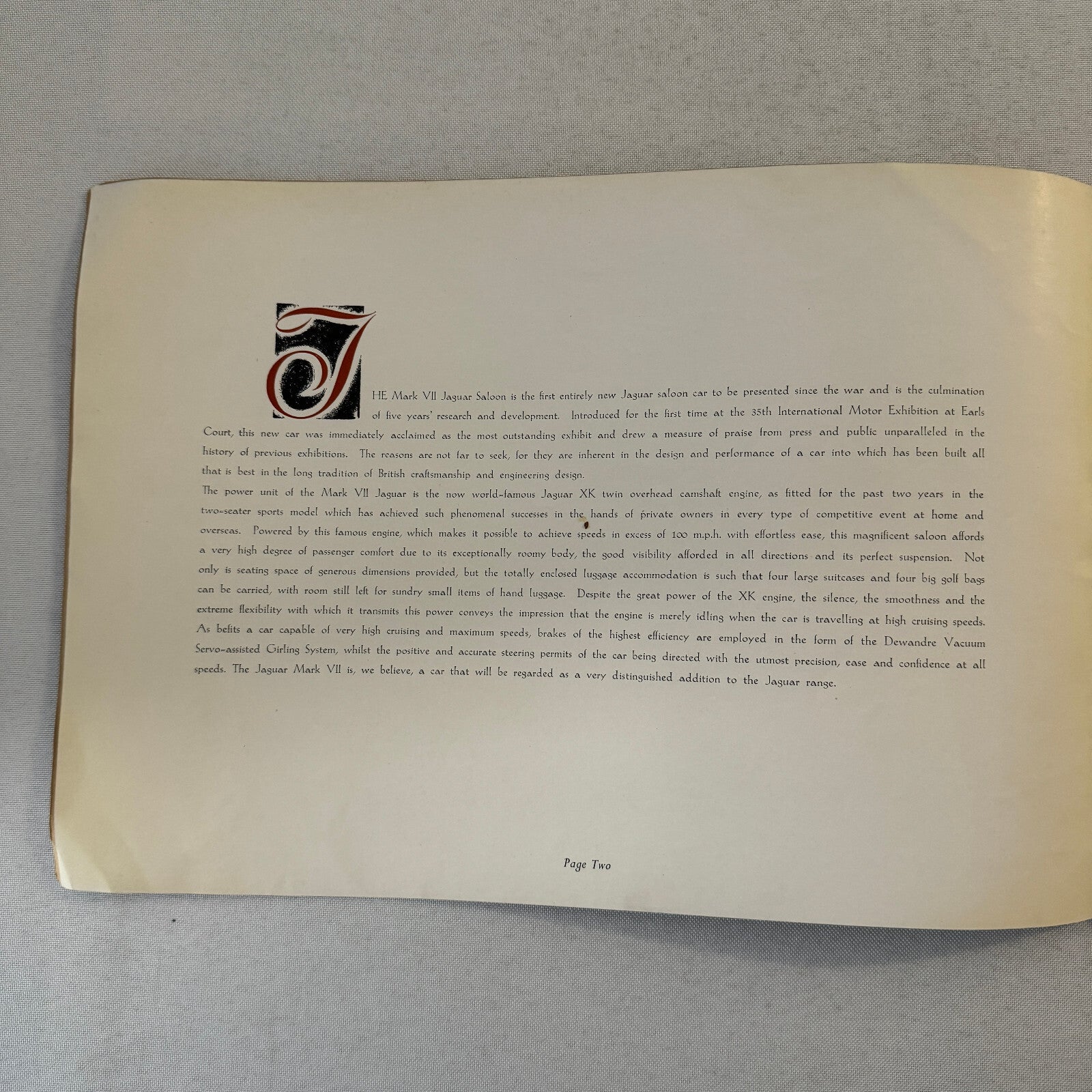 Jaguar Mark VII Saloon Car Sales Brochure Catalog XK120 XK 120 Engine