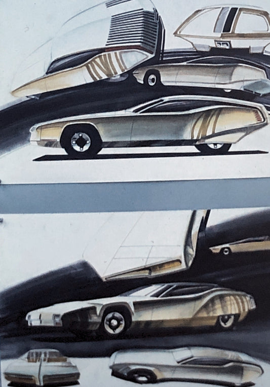 35MM Vintage Photo Slide Concept Car Prototype Design Sketch Illustration