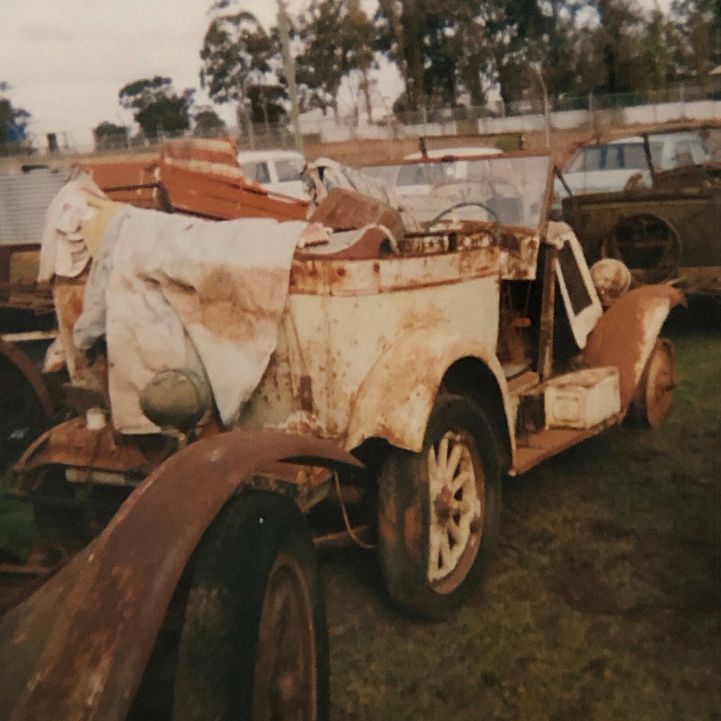 Vintage Chevrolet Car Junk Yard Photo Photograph Print Lot of 2 - 1927 and 1928