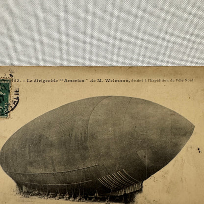 Vintage Zeppelin Airship Dirigible America Postcard Post Card French North Pole