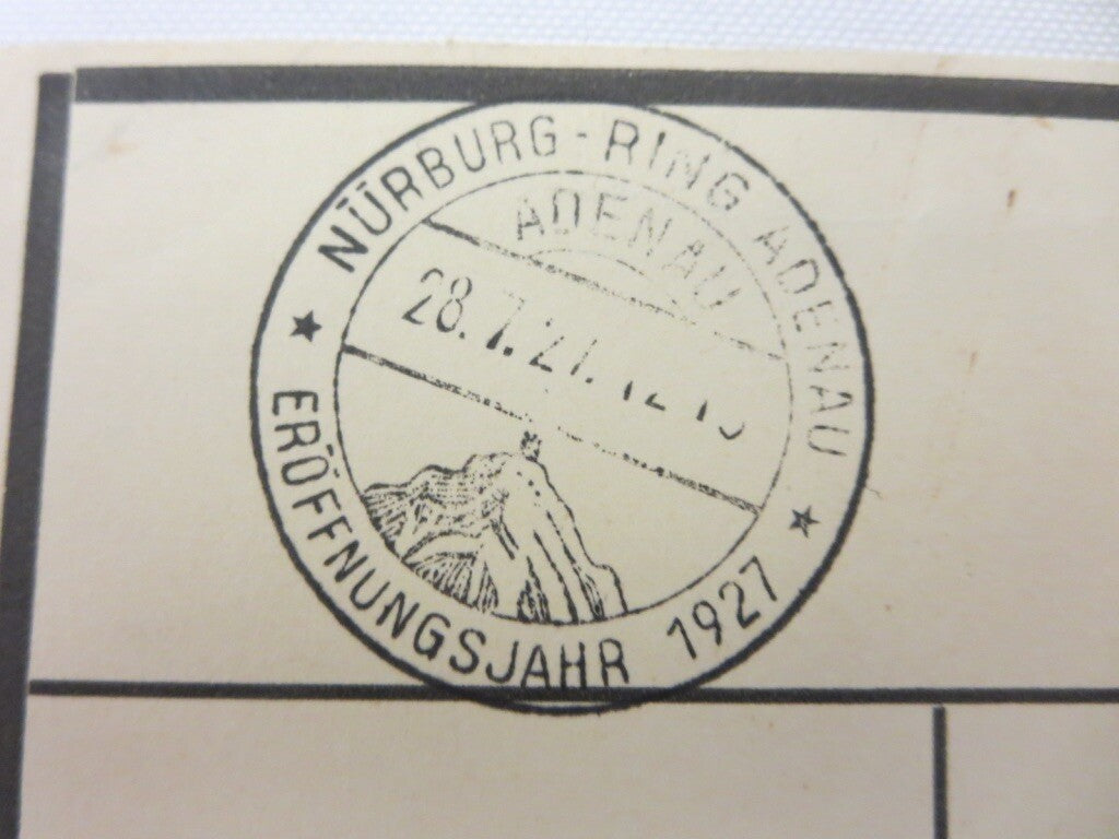 1927 Nurburgring Postage Stamp on Postcard - Rare Original Nurburg Ring Nurnberg