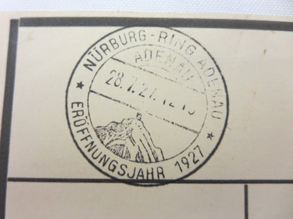 1927 Nurburgring Postage Stamp on Postcard - Rare Original Nurburg Ring Nurnberg