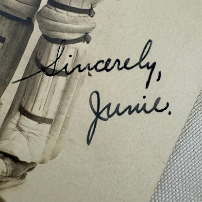 1927 Antique Hockey RPPC Real Photo Postcard Post Card Amateur Goalie Signed