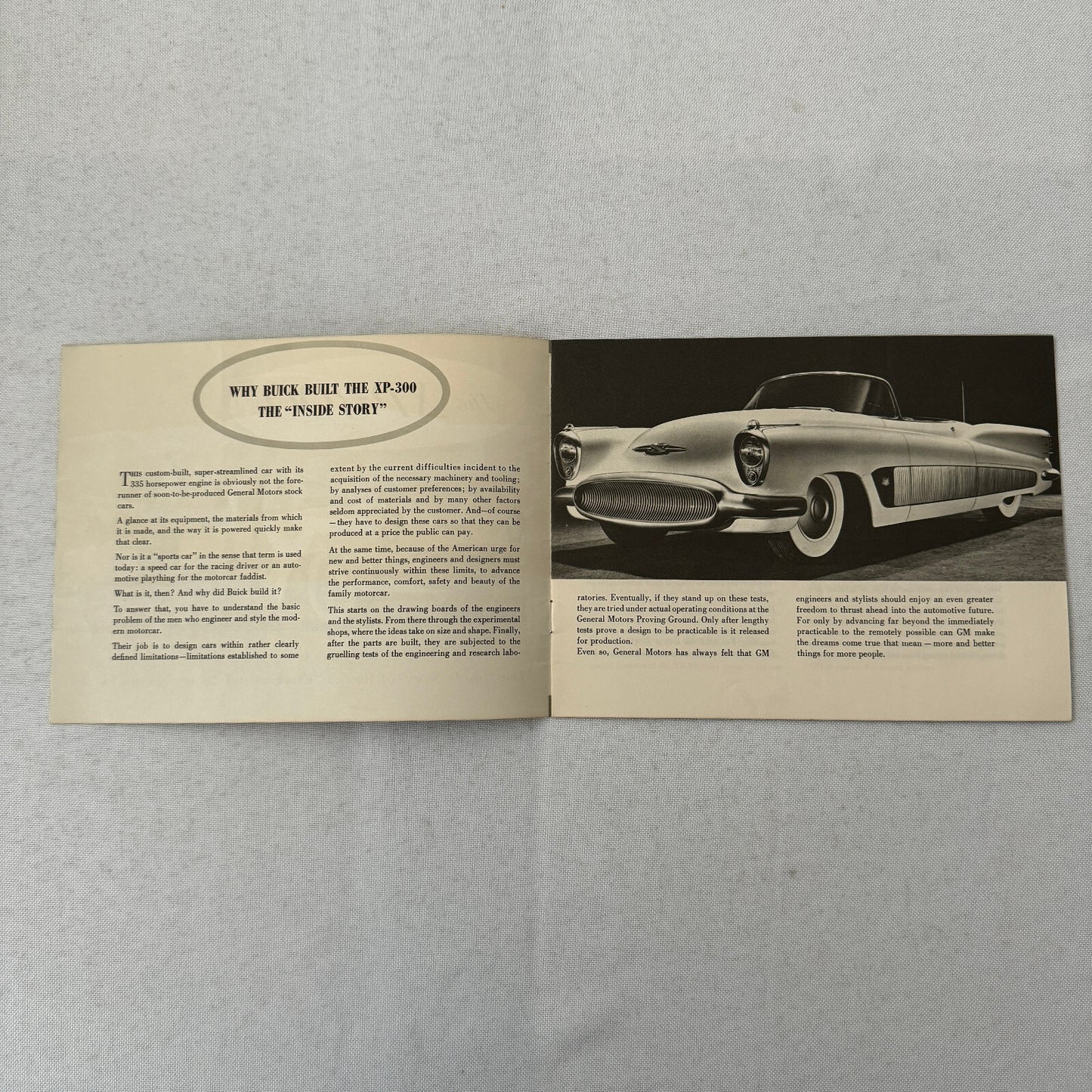 Buick XP-300 Concept Car Prototype Sales Brochure Catalog Advertising