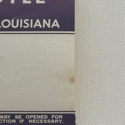 Vintage Hotel Travel Luggage Label Virginia Hotel Monroe Louisiana LA