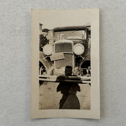 Vintage Car with Quebec Canada License Plate Man Photo Photograph Snapshot