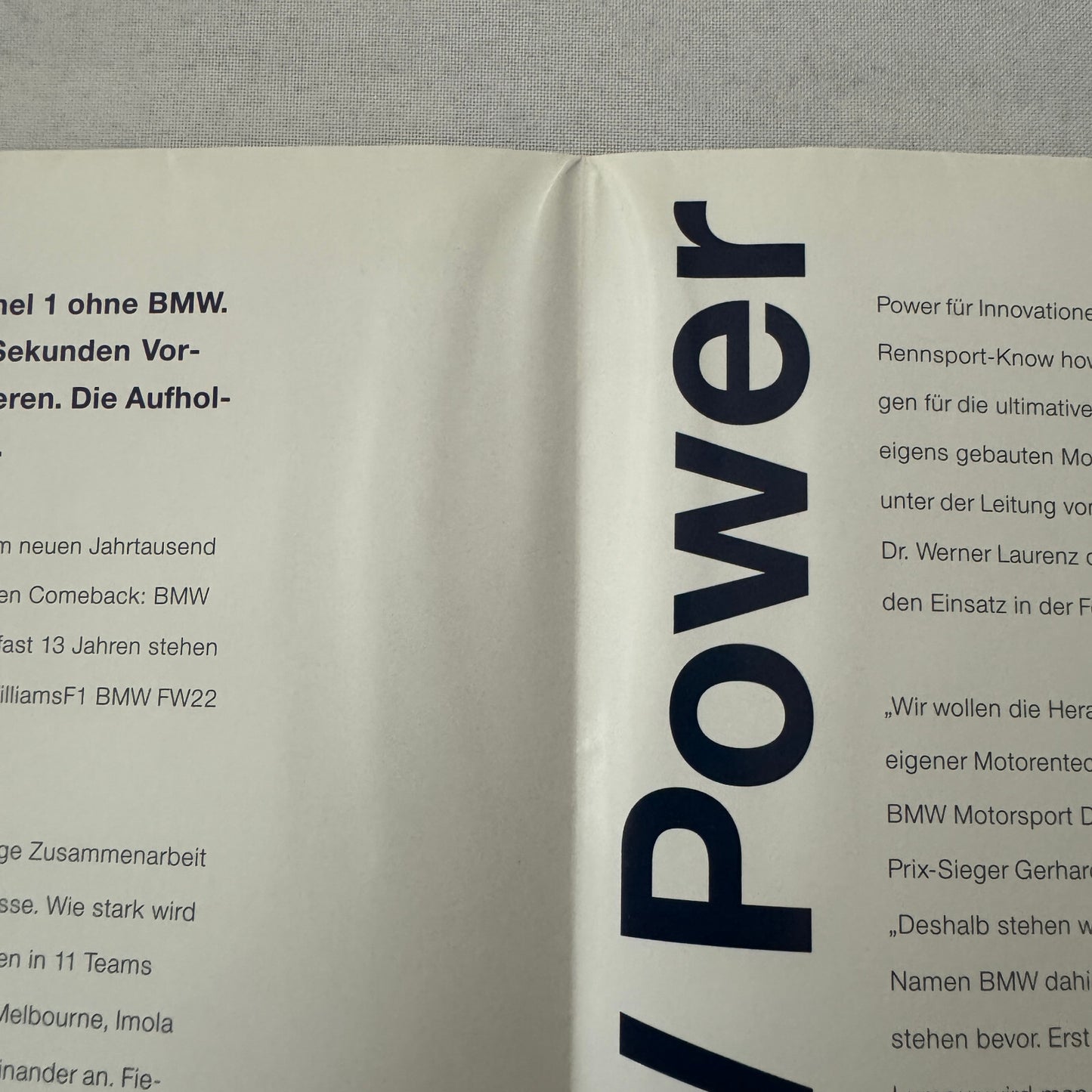 Williams BMW F1 Formula One Racing Poster Brochure German Text Compaq