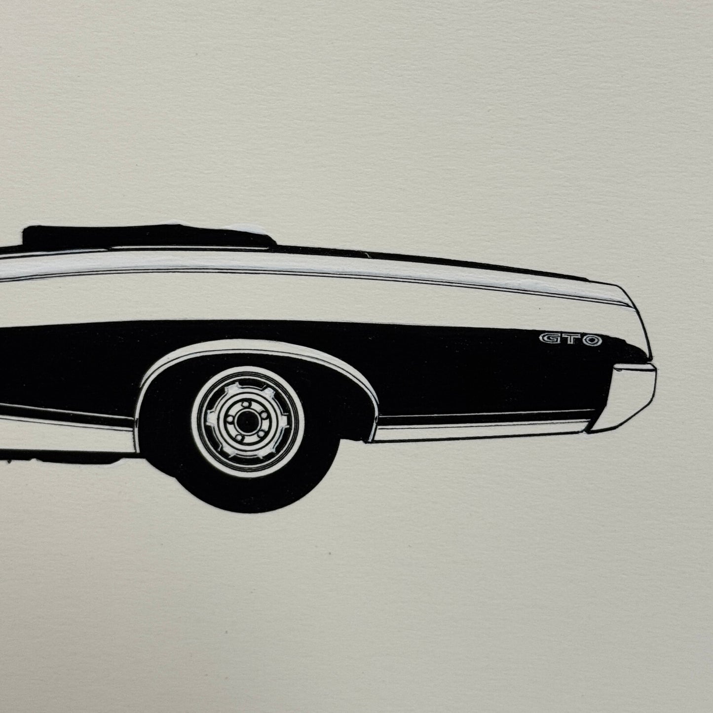 1967 Pontiac GTO Convertible Car Automobile Illustration Art Drawing Hand Drawn