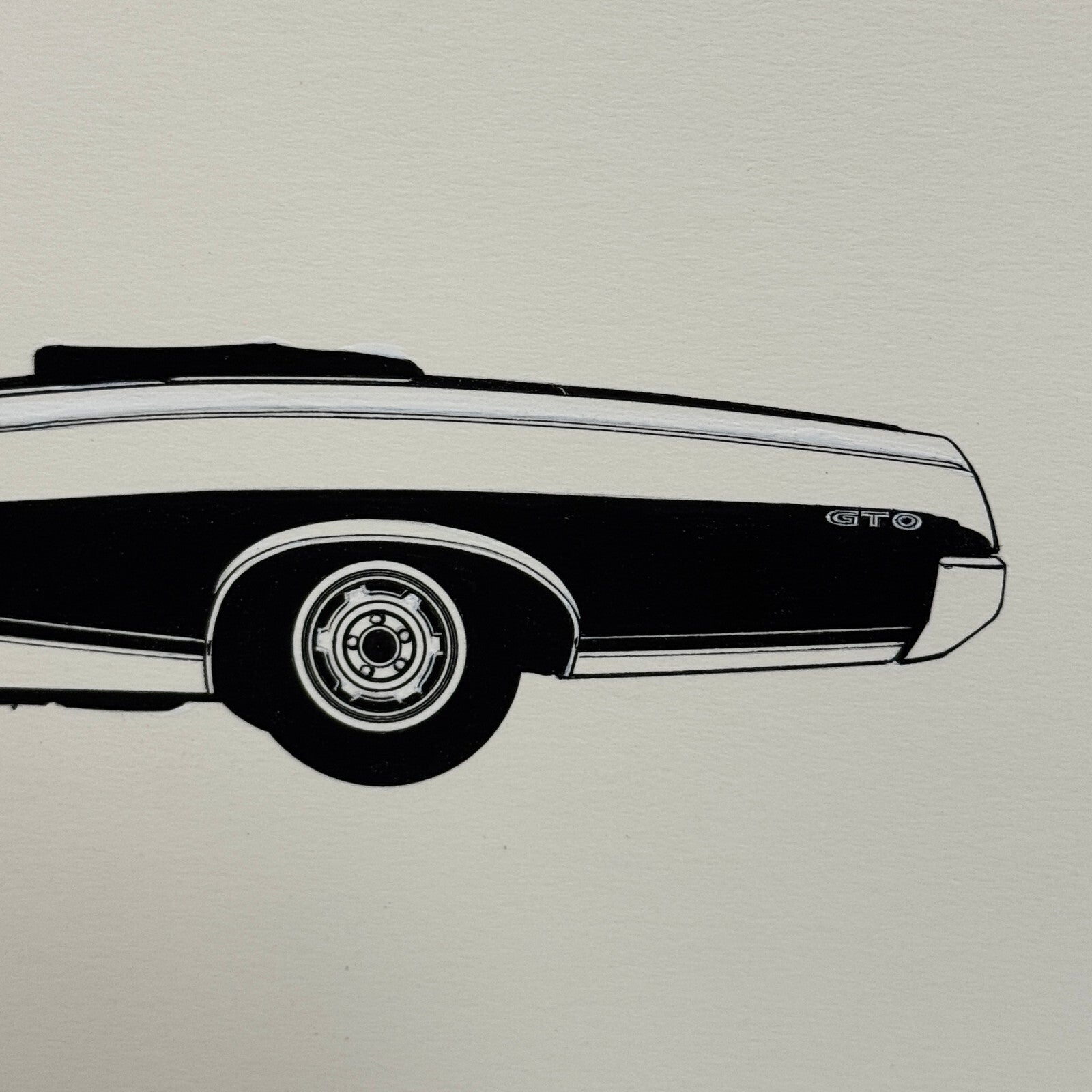 1967 Pontiac GTO Convertible Car Automobile Illustration Art Drawing Hand Drawn