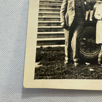 Vintage Postcard Real Photo Postcard RPPC People with Car Automobile Italian
