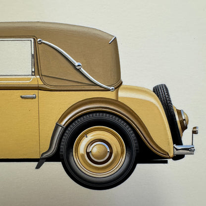 1934 Adler Trumpf Cabriolet Car Automobile Illustration Art Drawing Hand Drawn