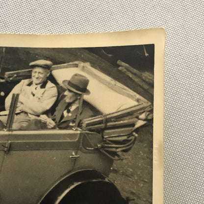 Vintage Photo Photograph Snapshot Men in Early Car Automobile + AL22SM2