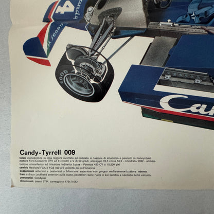 Candy Tyrrell 009 F1 Racing Car Cutaway Illustration Poster Vintage