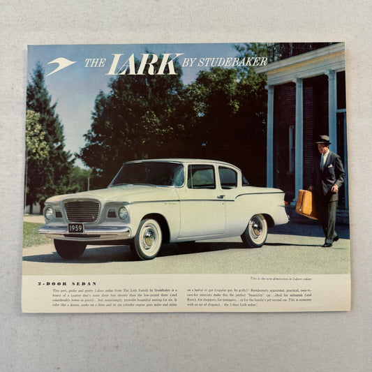 1959 Studebaker Lark 2 Door Sedan Car Sales Brochure Catalog Vintage Advertising