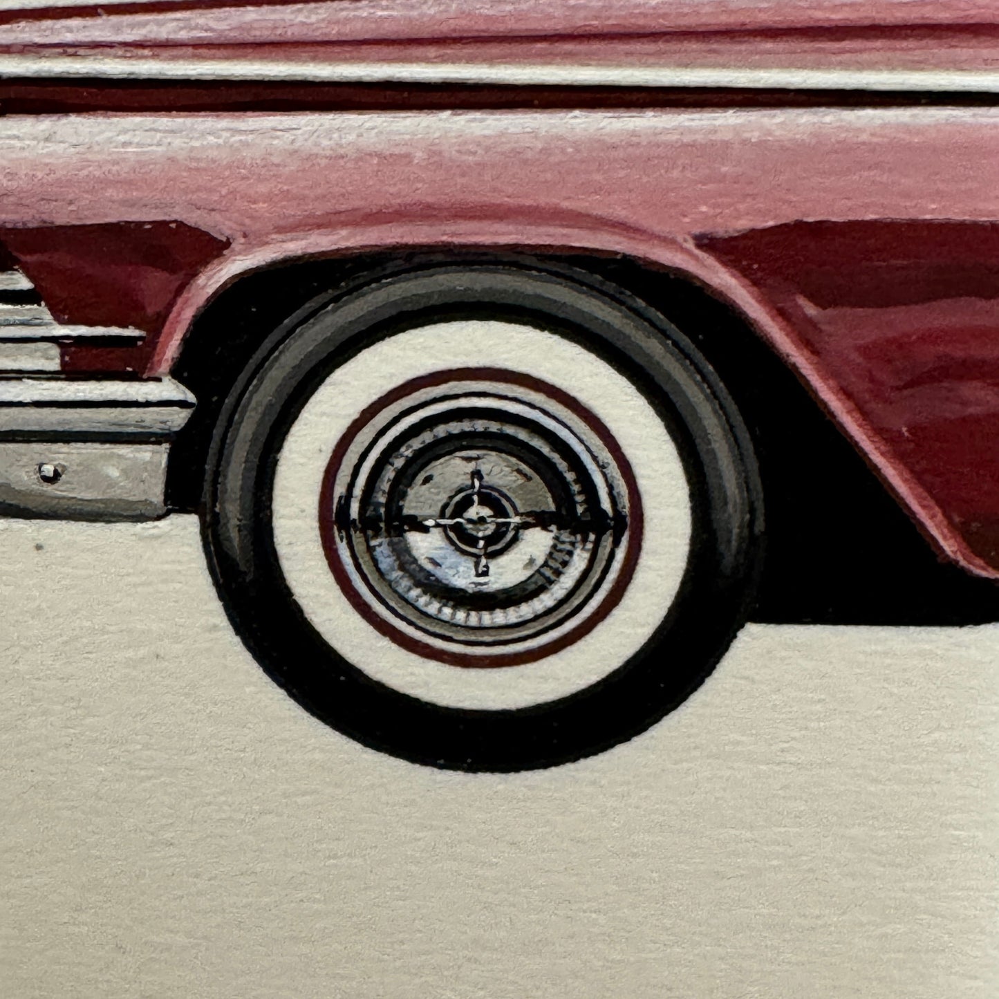 1959 Buick LeSabre Convertible Car Illustration Art Drawing Vintage Miniature