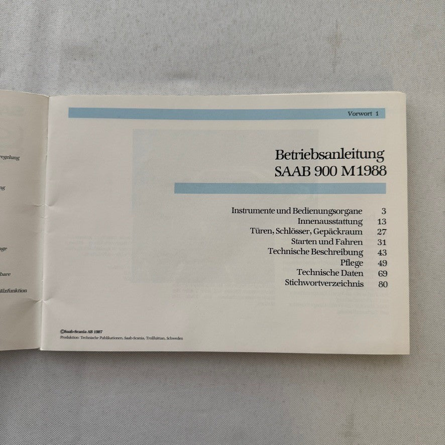 1988 Saab 900 Owners Manual Instruction Guide Book Combi Cabriolet GERMAN TEXT