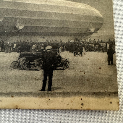 Vintage Zeppelin Airship Dirigible Postcard Post Card French Automobiles