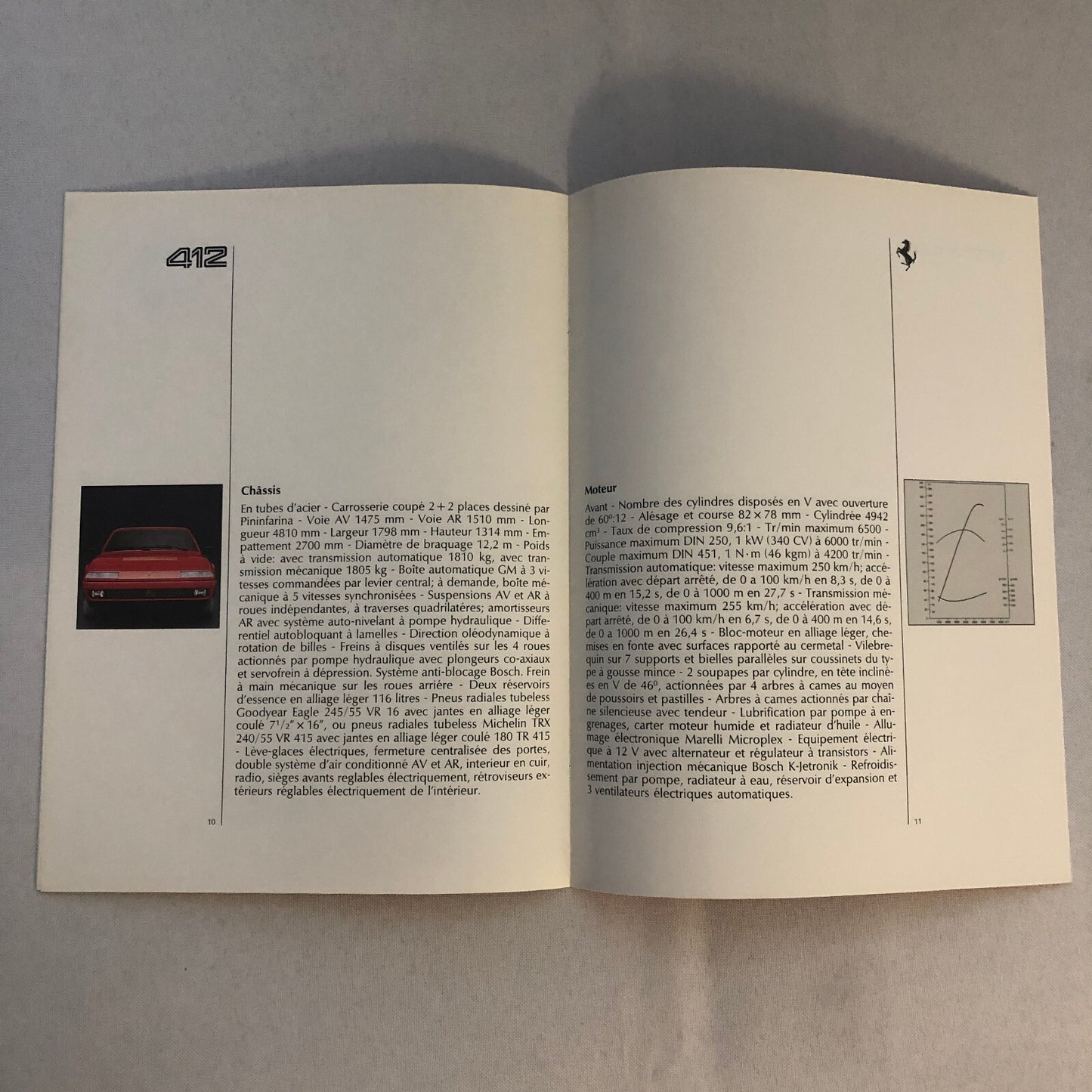 Ferrari Sales Brochure GTB GTS Turbo 328 Mondial 412 Testarossa F40 FRENCH TEXT