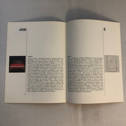 Ferrari Sales Brochure GTB GTS Turbo 328 Mondial 412 Testarossa F40 FRENCH TEXT