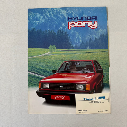 1985 Hyundai Pony Car Sales Brochure Catalog Folder Vintage Advertising