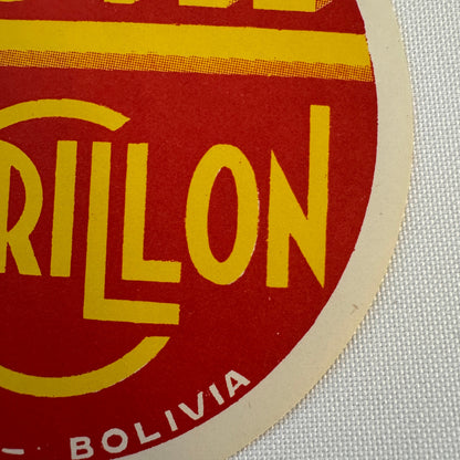 Vintage Travel Luggage Label Hotel Crillon La Paz Bolivia