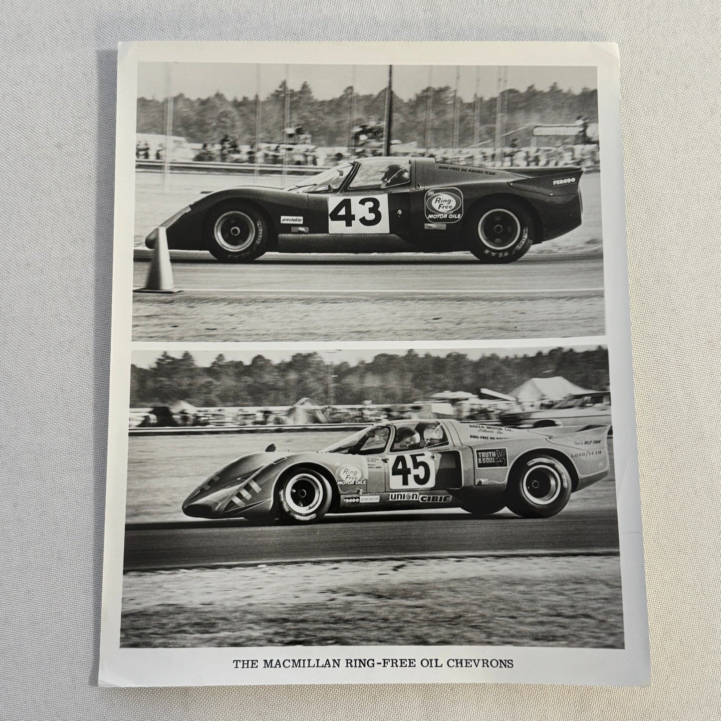 Vintage Racing Photo Photograph Chevron Cars MacMillan Motor Oil