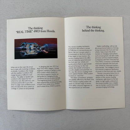 Honda Civic 4WD Station Wagon Car Sales Brochure Catalog Canadian 1987 1988