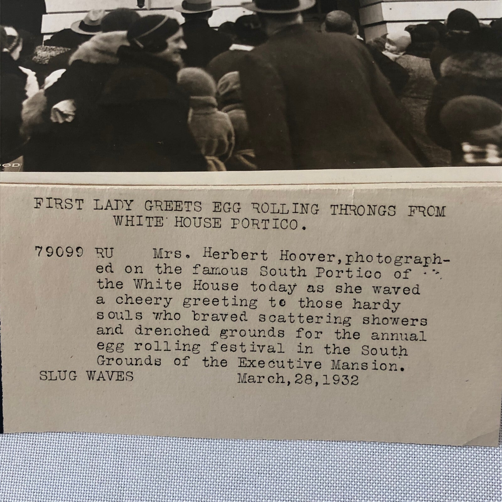 Press Photo Photograph First Lady Lou Henry Hoover White House Egg Rolling 1932