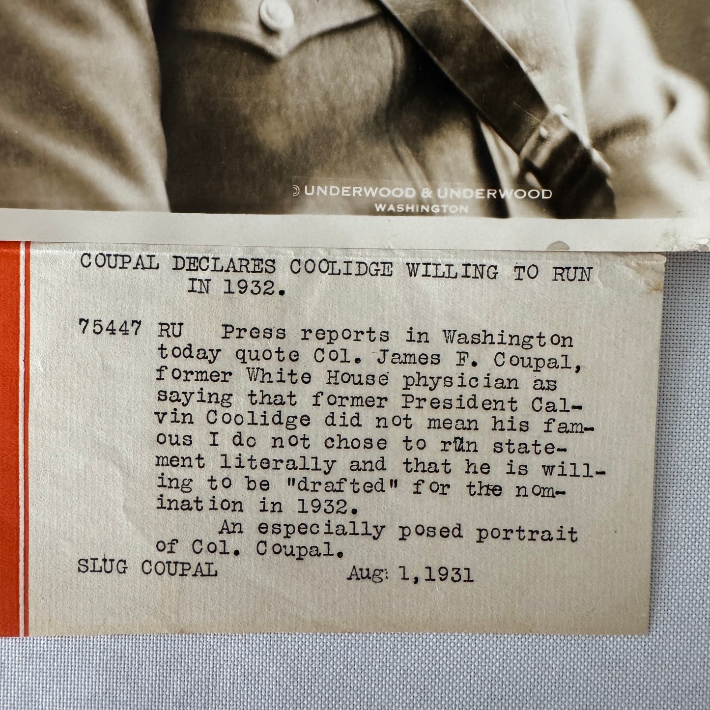 White House Physician President Calvin Coolidge 1931 Press Photo Photograph