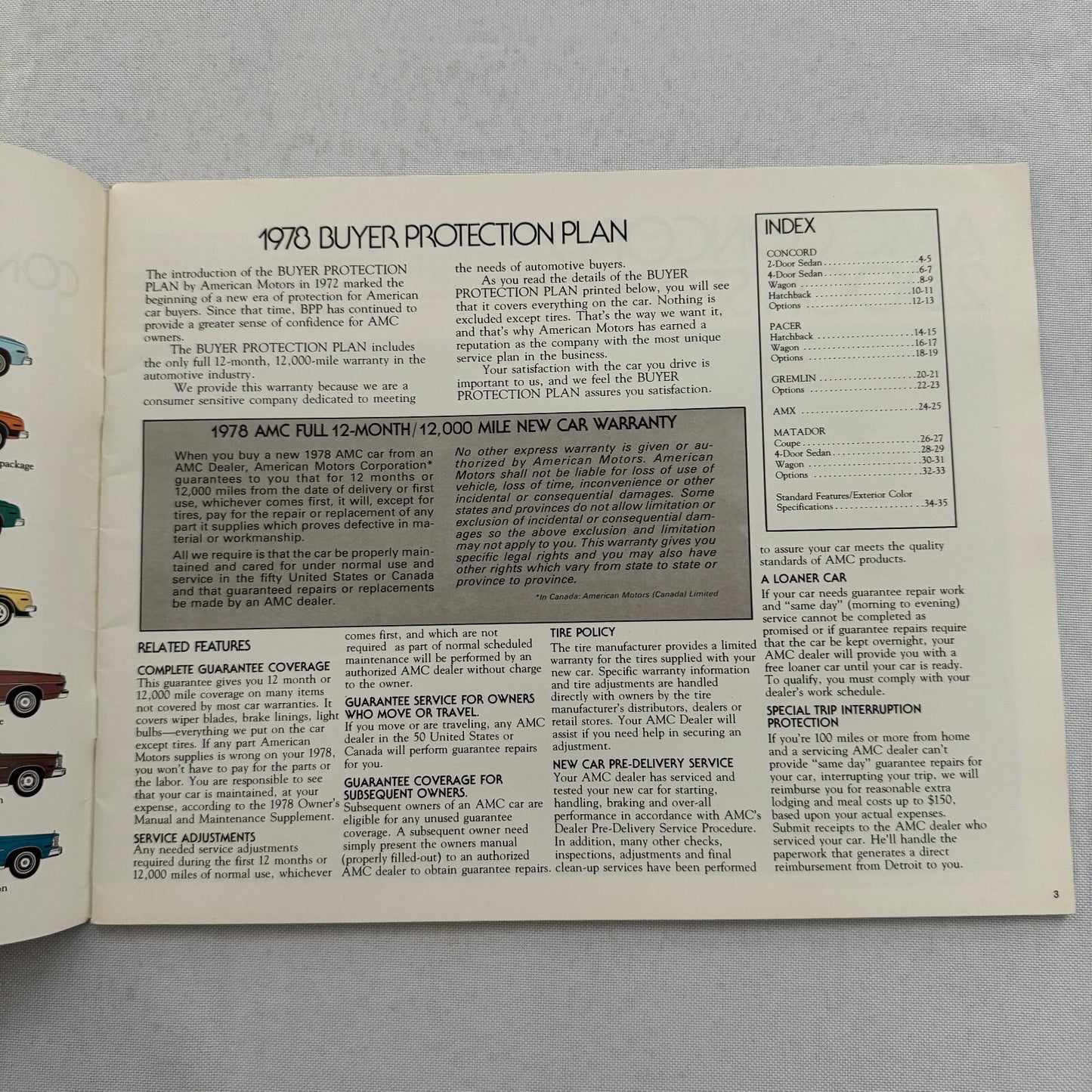 1978 AMC Car Sales Brochure Catalog AMC Concord Pacer Gremlin AMX Matador
