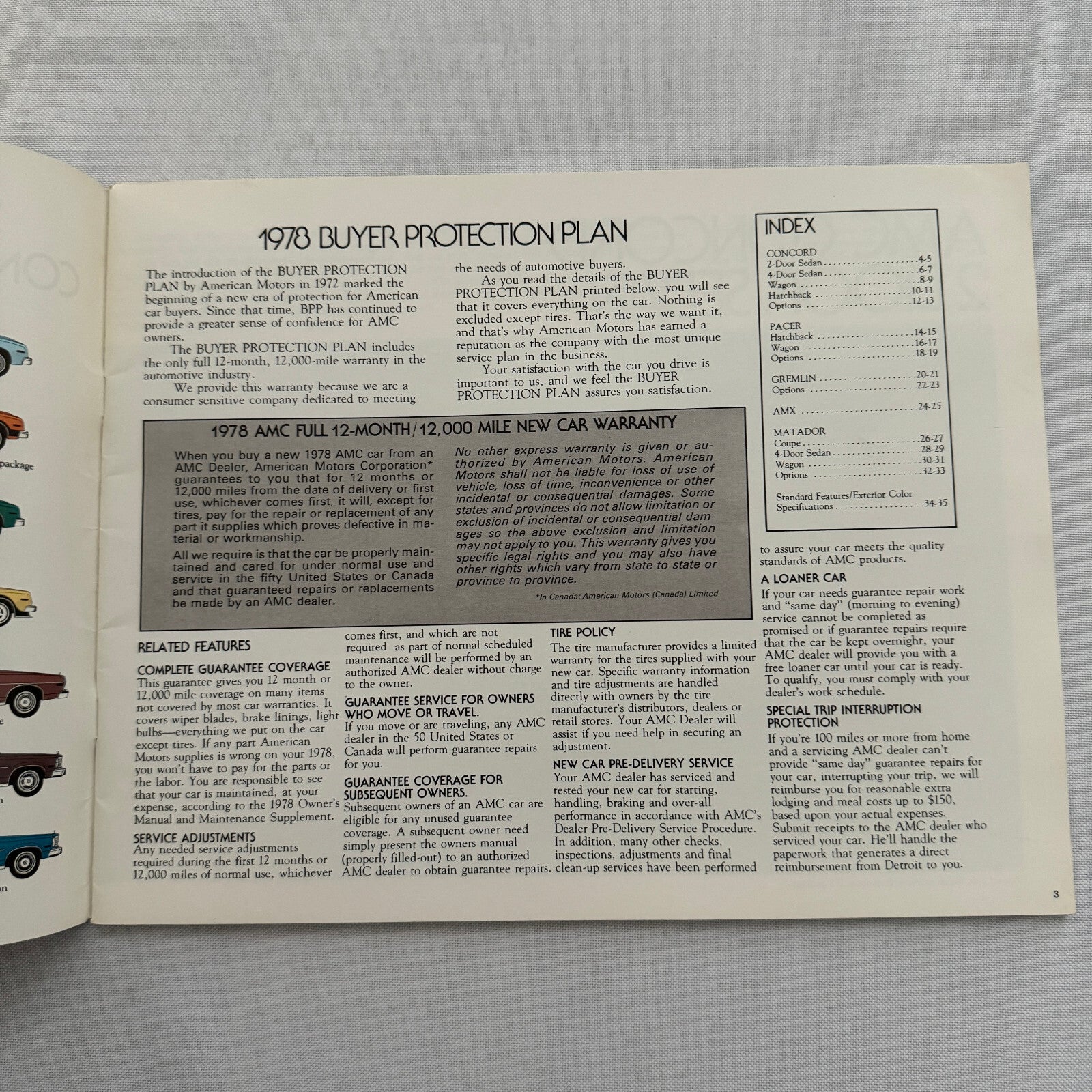 1978 AMC Car Sales Brochure Catalog AMC Concord Pacer Gremlin AMX Matador