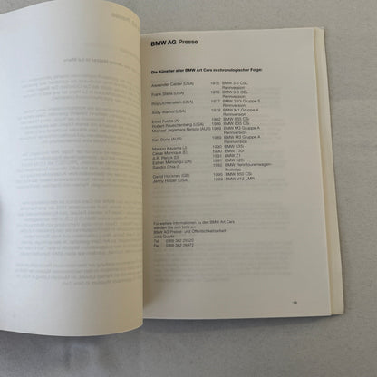 1999 BMW V12 LMR LeMans Racing Press Kit Brochure Photos GERMAN Jenny Holzer Art