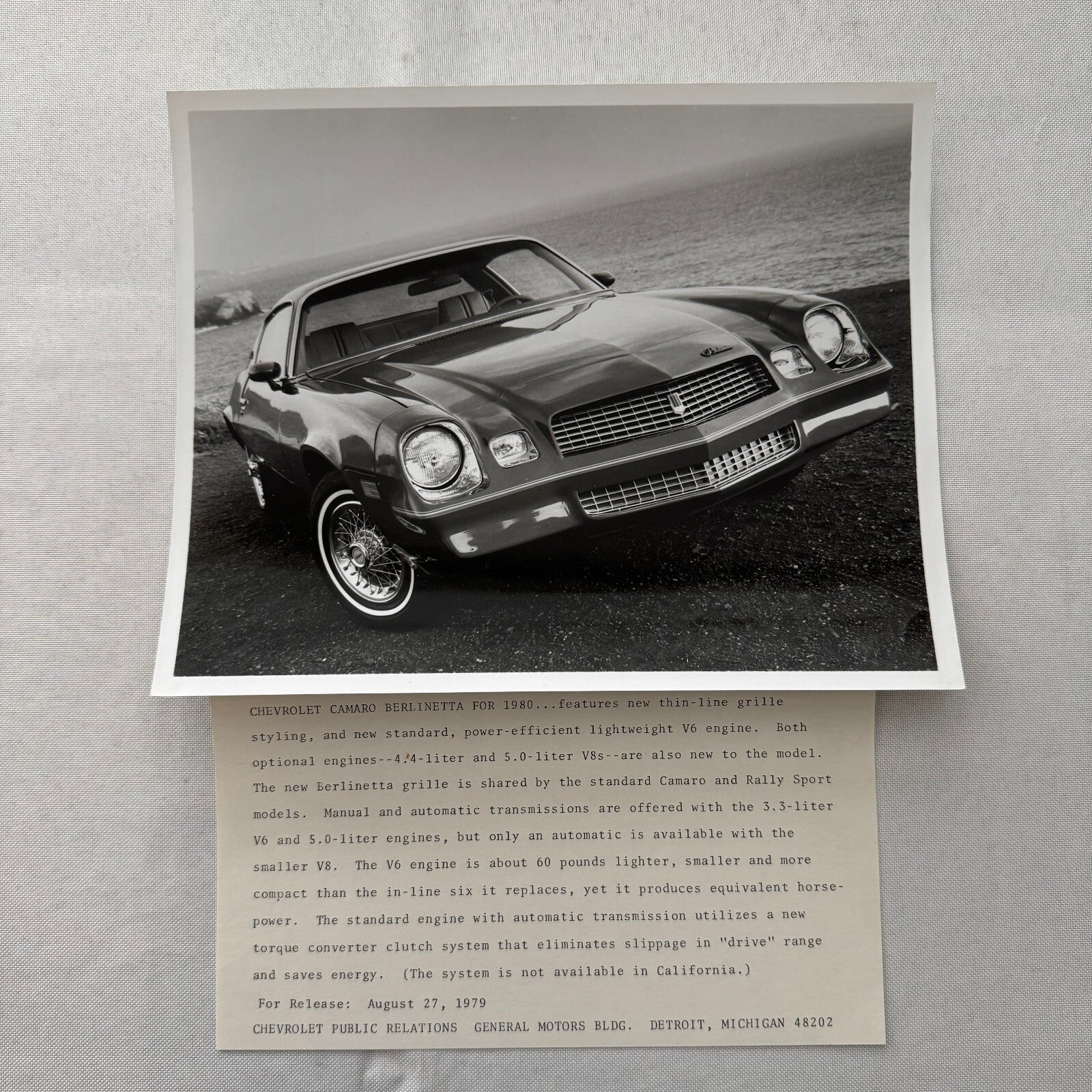 1980 Chevrolet Camaro Berlinetta Factory Press Publicity Photo Photograph Chevy