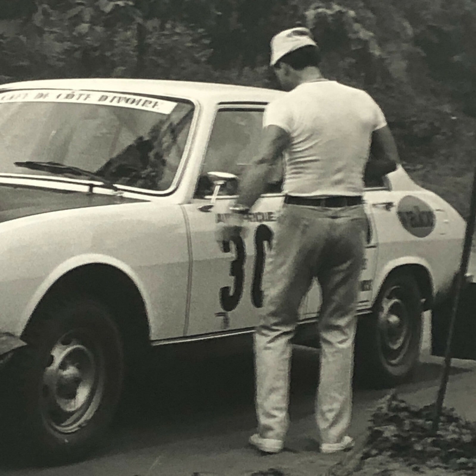 Vintage Rally Racing Photo Photograph 1974 Rallye du Bandama Peugeot Car 