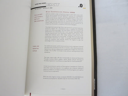 2002 Cadillac Escalade EXT Truck Press Kit Brochure Catalog 